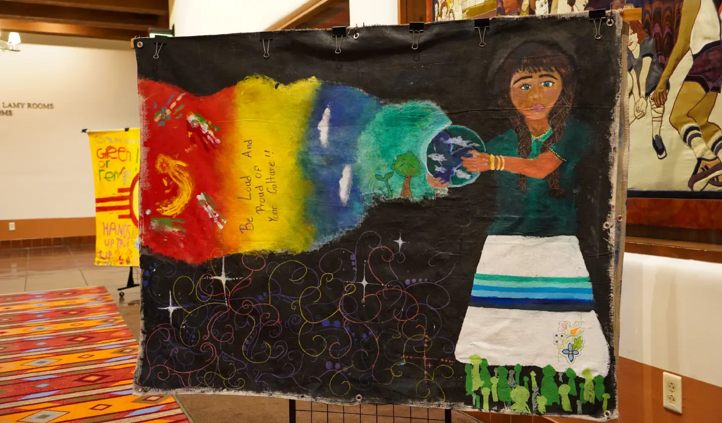 Student artwork is displayed at the Santa Fe Convention Center.